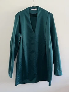 Mossman Womens Dress Size 10 Green Emerald Long Sleeves Mini Formal V Neck - Picture 1 of 7
