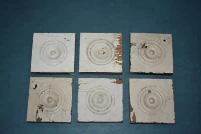 Vintage Antiguo Castaño Americano Roseta Esquinero Bloques Bullseye 4 1/2" Cuadrado Foto 1 de 4