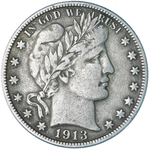1913 S Barber Half Dollar 90% Silver Fine FN+ See Pics A313 Cover