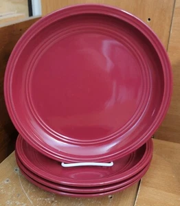 Mainstays RED SEDONA Dinner plate set of 4, 10 5/8", Stoneware, Embossed, EUC - Picture 1 of 10