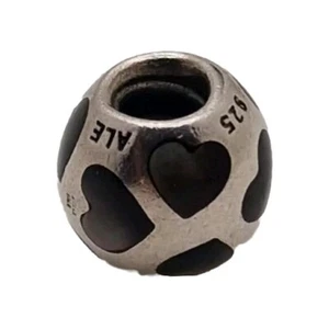 Pandora Retired Charm Love You Hearts Grey Mother of Pearl 925 ALE S/Silver (2) - Picture 1 of 12