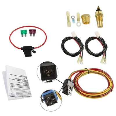 Car Dual Electric Cooling Fan Wiring Harness Install Kit 185/165 Thermostat 40A Foto 1 de 4