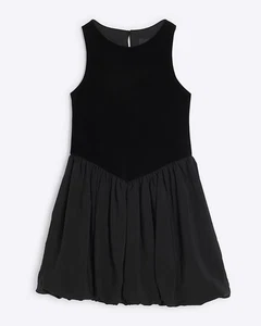 River Island Mädchenkleid schwarz Velours Blasensaum 11-12 Jahre - Bild 1 von 4