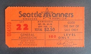 Boleto de admisión general Kingdome Seattle WA 1981 Seattle Mariners de colección - Imagen 1 de 2