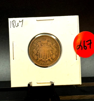 1867 Two Cent Piece – Large Bronze Civil War Coin ⚔️ Circulated Type - Image 1 of 4