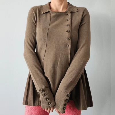 Chaqueta Free People Light Volantes Dobladillo Verde Oliva Talla S Mezcla Lana Foto 1 de 4