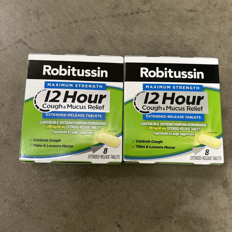 - Robitussin Max Strength 12 Hour Cough & MUCAS Relief 8 Tablets