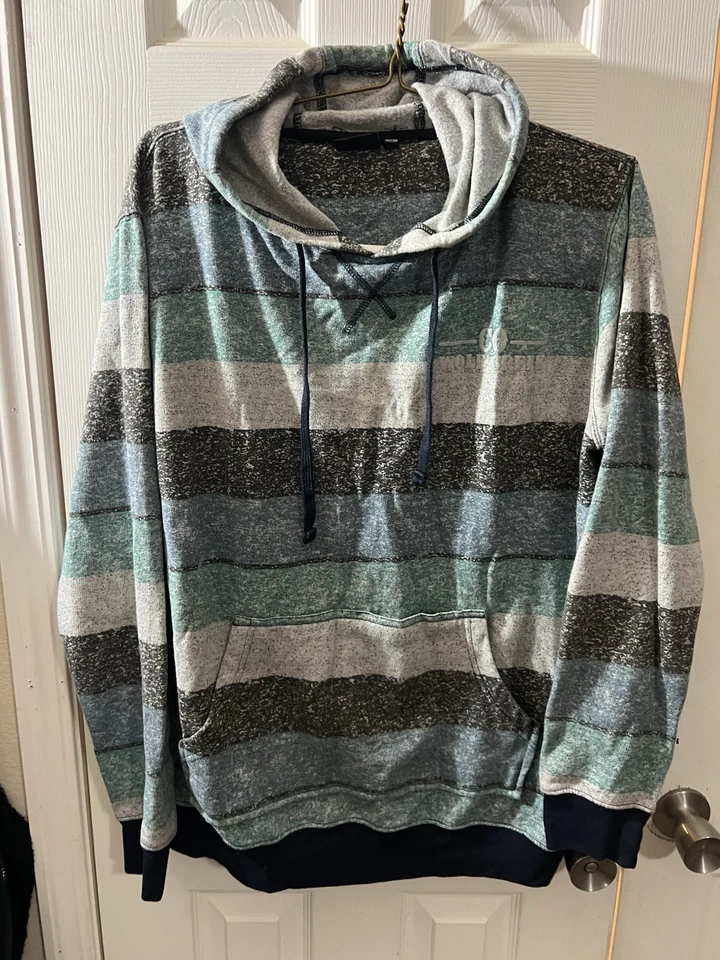 Burnside 套衫条纹连帽衫男式 XL — 第 1/3 张图片