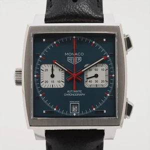 TAG Heuer Monaco CAW211P SS SS & pelle AT faccia blu - Foto 1 di 7