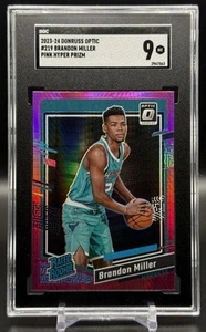 2023-24 Panini Donruss Optic Brandon Miller RC Pink Hyper Prizm SGC 9 219 Rookie - Bild 1 von 2