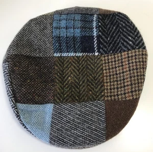 Hanna Hats Patchwork tweed Flat cap Small 100% wool Donegal - Picture 1 of 7