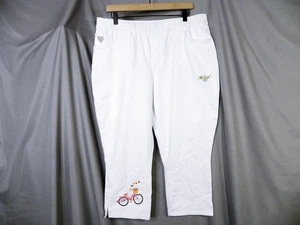 Quacker Factory Caprihose 2x weiß Baumwolle Gummibund Fahrrad Blumen Traum Jeanne - Bild 1 von 9