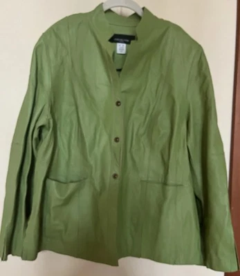 Chaqueta de cuero verde Jones New York talla 16W Foto 1 de 3