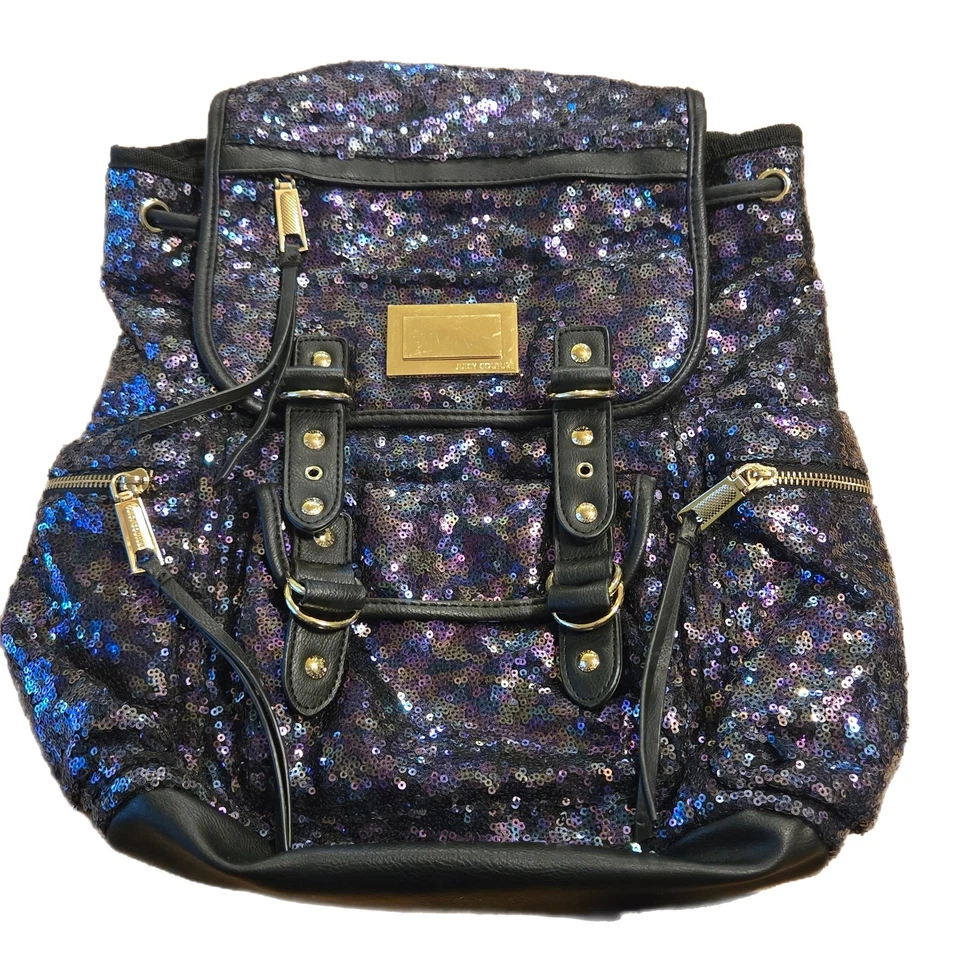 Juicy Couture Backpack Sequins Sparkle Women's Purple Multi Pocket Medium - Image 1 of 4