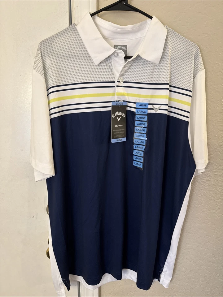 Callaway Opti-Dri Mens Golf Polo Shirt Size Large Stretch Peacoat