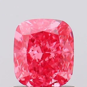 Cushion 1.08 Carat Fancy vivid Pink VS1 CVD Loose Lab Grown Diamond - Picture 1 of 3