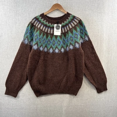 NEW Howlin Birth Of The Cool Sweater Mens Large Brown Future Fantasy Fair Isle - Image 1 of 4