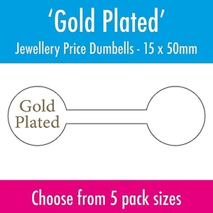Gold Plated Jewellery Price Stickers / Labels / Dumbells / Tags - Picture 1 of 2