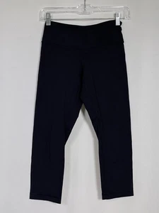 Lululemon Wunder Under Black Crop Yoga Leggings Women's Sz 4 - Picture 1 of 9