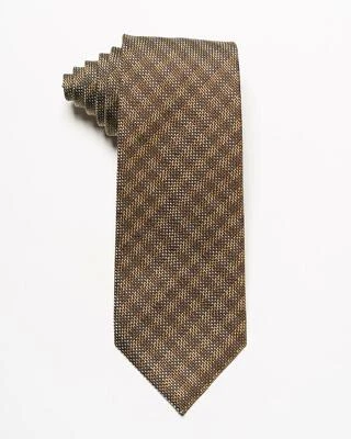 Tom Ford $270 новый с Ярлыками коричневый желтый белый чек 100% шелк галстук 3,2 «8 см - Изображение 1 из 3