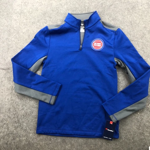 Detroit Pistons Pullover Mens Small Blue Half Zip Sweatshirt Logo Fanatics NEW Cover