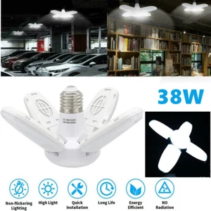38W 6000LM 6500K E27/E26 LED Garage Ceiling Lights with 4 Adjustable Panels H7O2 - Picture 1 of 10