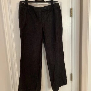 ANN TAYLOR LOFT Women's Black Chambray Wide Leg Crop Pants - 10 Petite - Picture 1 of 3