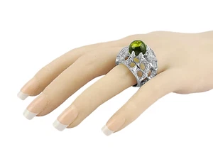 BACCARAT MERVEILLE RING SMALL 925 STERLING SILVER W OLIVINE FRANCE SZ 55 US 7 - Picture 1 of 6