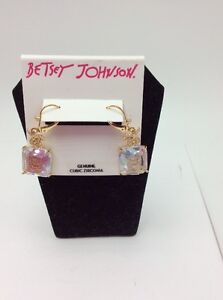 $45 Betsey Johnson Cat Cubic Zirconia Cat Earrings Q-18A