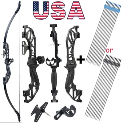 53" Archery Set Adult/Youth Beginner Takedown Recurve Bow RH Shoot Target Arrows - Image 1 of 4