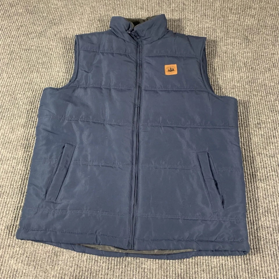 Fieldstream 男式中号蓝色轻便 Puffer 全拉链口袋户外 — 第 1/4 张图片