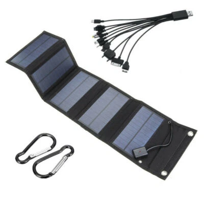70W Solarpanel Solarmodul Akku Power Bank Handy USB Ladegerät Camping Wandern CE - Bild 1 von 4