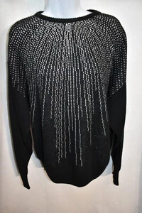 Suéter Yarnworks negro y plateado metálico talla 48 vintage para mujer - Imagen 1 de 8