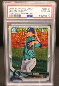 2018 Bowman Draft Chrome 1st Logan Gilbert PSA 10 Seattle Mariners SPARKLES RARE - Picture 1 of 3