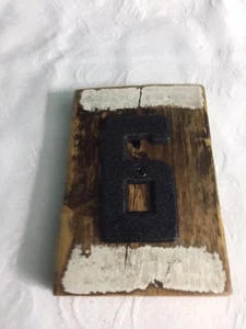 Rustic Reclaimed Wood House Number with Black Aluminum Number ~ 6 or 9 - Picture 1 of 2