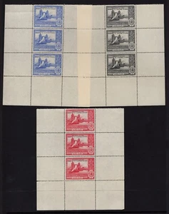 GB STAMP EXHIBITION 1928 PAGEANT OF POSTAGE, WATERLOW LABELS IN STRIPS MINT NH - Bild 1 von 2