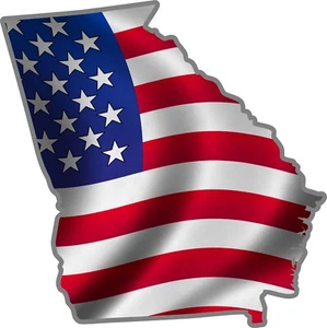 Georgia GA Shape Us United States Waving Wavy American Flag Sticker 4" x 6 - Picture 1 of 1