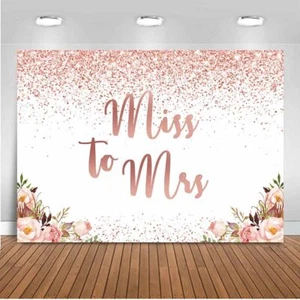 Miss to Mrs Backdrop Rose Gold Glitter Dots Bridal Shower Party Decorations P... - Picture 1 of 7