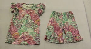 Lydia Reece Girl's 2-Piece Sea Shell Print Top & Bottoms Set DM9 Pink Size 3XL - Picture 1 of 7