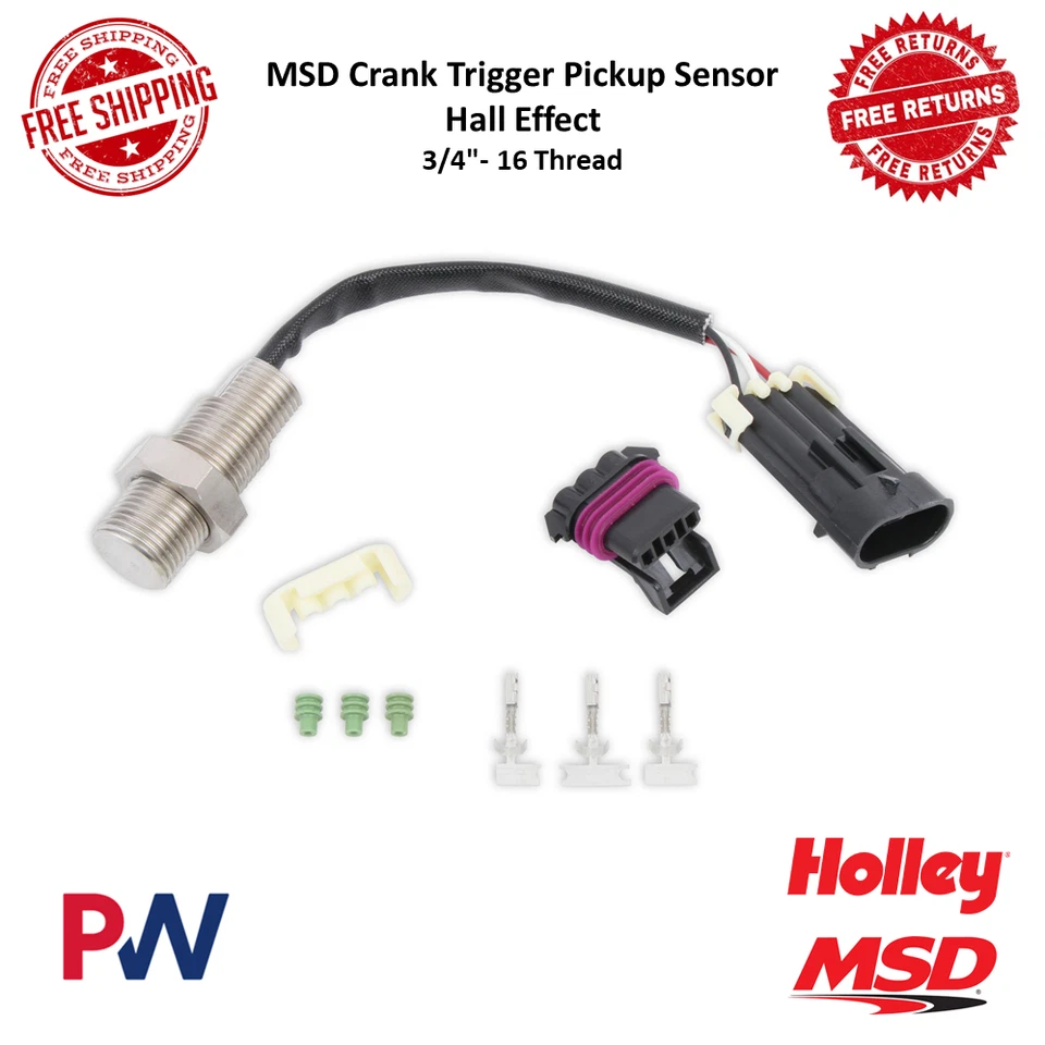 MSD Crank Trigger Replacement Pickup 3-Wire Hall Effect Sensor - 3/4"- 16 Thread - Image 1 of 4