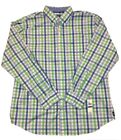 Chemises à manches longues pour hommes Izod X-Large boutonnées à carreaux vertes et bleues neuves