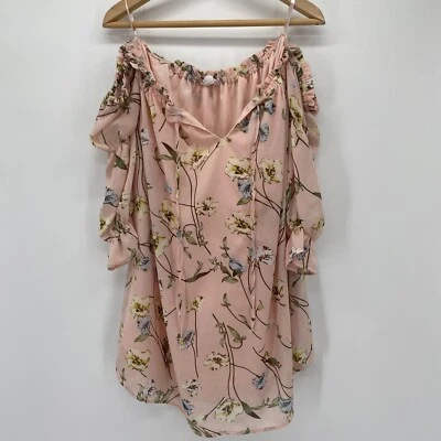 Loveriche Dress Women's Large Pink Floral Cold Shoulder  - Image 1 of 4