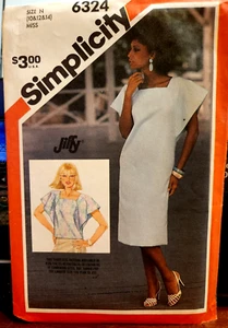 1984 SIMPLICITY Pattern #6324 Size 10 12 & 14 Misses Jiffy Pullover Dress or Top - Picture 1 of 2