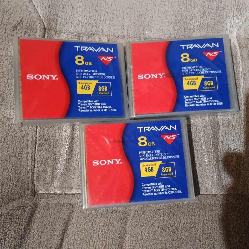 Lot de 3 Mini cartouche de données Sony Travan 4 Gb / 8 Gb - Imagen 1 de 1