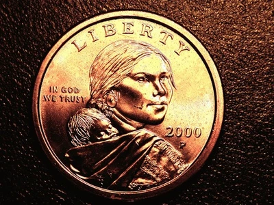 2000 P Sacagawea $1 dólar de ouro - GEM BU moeda de rolos cunhados dos EUA *VENDA* - Imagem 1 de 2