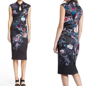 Ted Baker London Marcela Scuba Bodycon Floral Print Pencil Midi Dress Women’s 8 - Picture 1 of 10