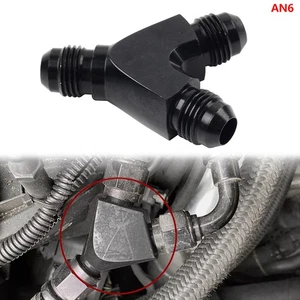6AN AN6 Schwarz Y Fuel Block Flare Union Verschraubung Adapter Coupler Splitter - Picture 1 of 12
