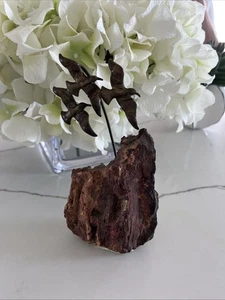 Vintage Brass Seagull Birds in Flight on Rock Handmade Signed-7”x3” - Picture 1 of 13