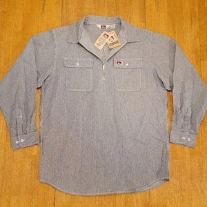 Ben Davis Shirt Mens XLT Tall Heavyweight Long Sleeve 1/4 Zip Hickory Stripe NEW - Picture 1 of 24