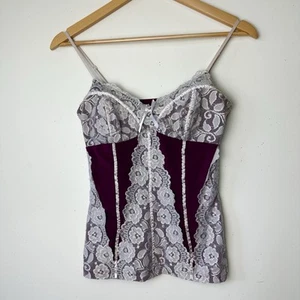 Vtg XOXO Babydoll Tank Top Cami Purple Lace Y2K Coquette Fairy Whimsigoth 90s S - Picture 1 of 19
